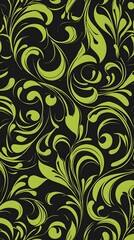 Shapes, Waves, Green and Black Florals, Abstract Image, Texture, Pattern, Wallpaper, Smartphone Cover and Screen, Cell Phone, Computer, Laptop, 9:16 and 16:9 Format