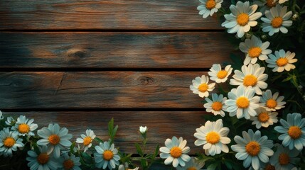 Fototapeta premium Professional photo of Spring summer flowers on wooden retro planks abstract floral background concept