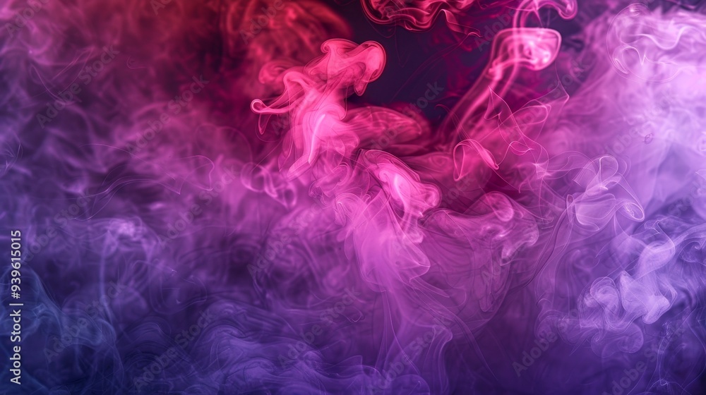 Sticker This image displays colorful smoke swirling and blending on a dark background, forming an abstract and ethereal effect that captivates the viewer.