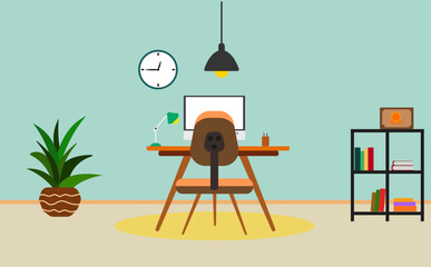 Desk for student or freelancer.Home office, work from home idea concept.