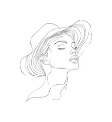 Vector Illustration of a woman with lines drawing for logo,icon, black and white	