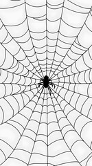 Obraz premium Black Spider Web on White Background, Abstract Image, Texture, Pattern, Wallpaper, Cover and Screen of Smartphone, Cell Phone, Computer, Laptop, 9:16 and 16:9 Format