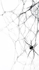 Black Spider Web on White Background, Abstract Image, Texture, Pattern, Wallpaper, Cover and Screen of Smartphone, Cell Phone, Computer, Laptop, 9:16 and 16:9 Format