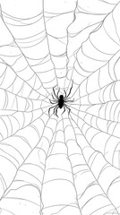 Obraz premium Black Spider Web on White Background, Abstract Image, Texture, Pattern, Wallpaper, Cover and Screen of Smartphone, Cell Phone, Computer, Laptop, 9:16 and 16:9 Format