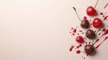 Juicy chocolate-covered cherries, rich and decadent, perfect for a sweet indulgence