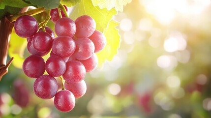 Juicy fresh grapes on a vine, plump and ready to eat, natural and organic presentation