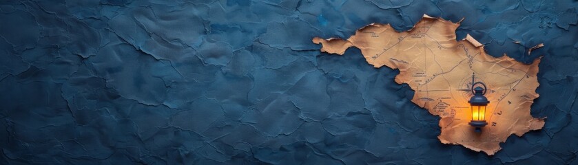 Fototapeta premium Ghostly pirate captain's quarters, dim lantern light, ancient map, Watercolor style