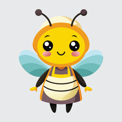cute bee in apron and headscarf vector on white background 
