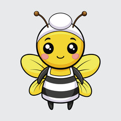 Obraz premium cute bee in apron and headscarf vector on white background 