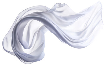 Fototapeta premium A delicate white fabric gracefully swirls and flows against a transparent background. This versatile piece can enhance creative projects and designs with its soft texture and movement