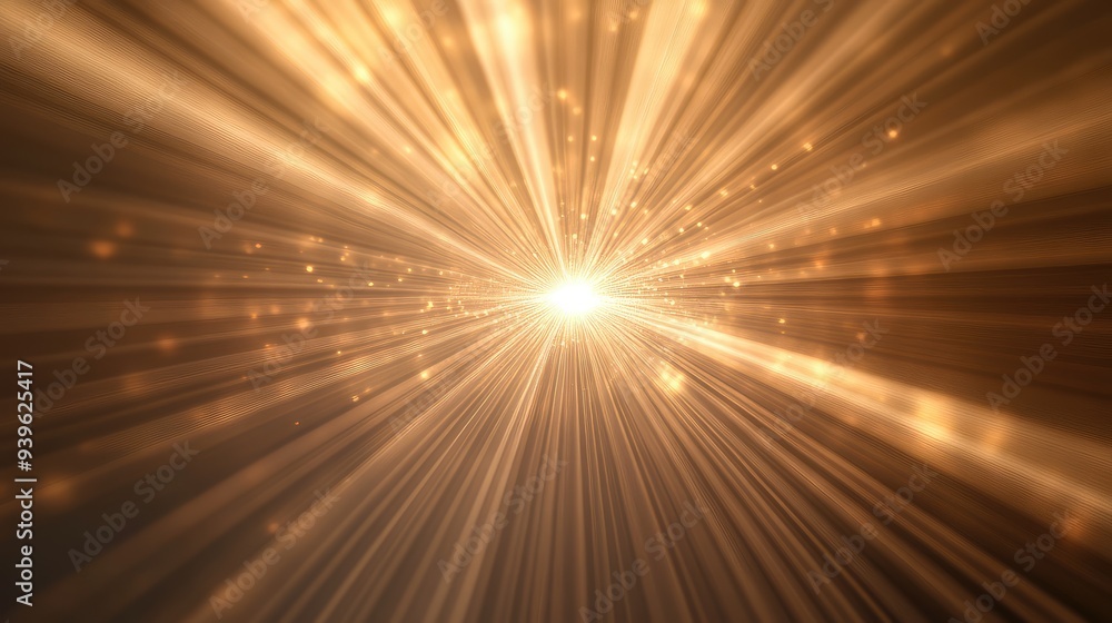 Poster abstract radial light with soft, diffused rays in warm tones, emanating from the center, creating a 