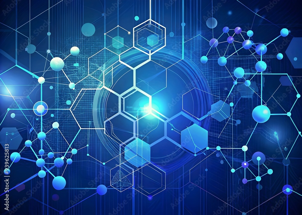 Poster dynamic molecular structures illustrating chemical interactions data visualization technology