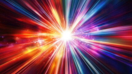 Abstract radial light with multicolored, glowing rays radiating from the center, creating a vibrant and dynamic effect.