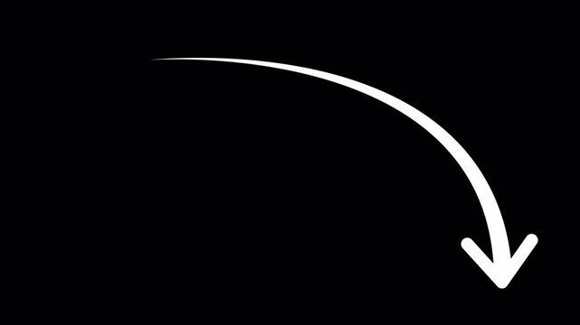  white arrow down on transparent channel, down arrow transparent channel, business growth arrow and graph chart.


