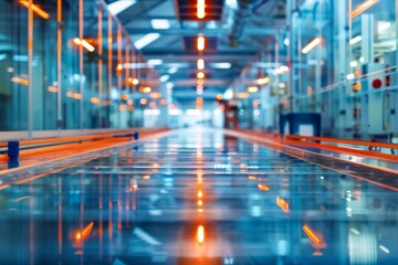 Fototapeta premium Reflective surface of silicon chip in a semiconductor production line