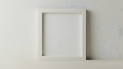 A sleek, white picture frame with clean lines and no embellishments, set against a solid, neutral background