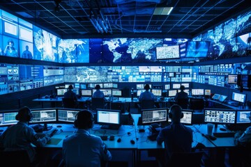 Government surveillance agency and military joint operation agent working at system control center