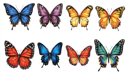 Fototapeta premium Vector Graphic of Various Butterflies