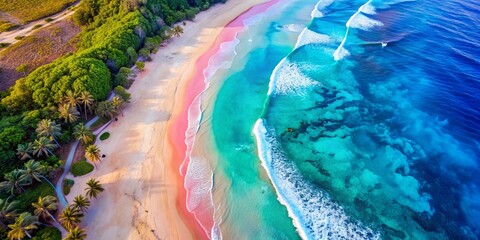 Aerial View Pink Sand Beach