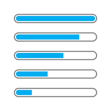 Download progress bar illustration in different states isolated for UI signs. Vector icons in flat style