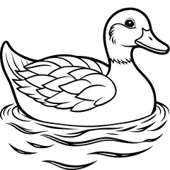 Line Art Vector of a Floating Duck