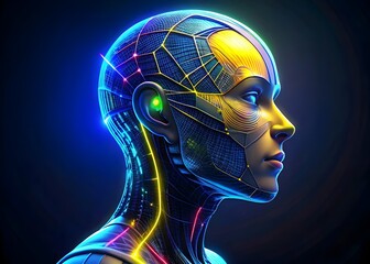 Futuristic Human-Computer Interface Neon Lights Powerful Connections