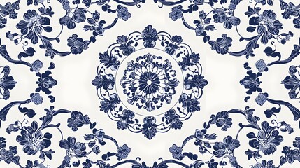Classic Blue Floral Chinoiserie Pattern