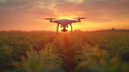 Farmers using drones to monitor crops in a vast agricultural landscape. Farmers using Gen AI drones for precision agriculture and crop management, Gen AI Adoption, agricultural technology.
