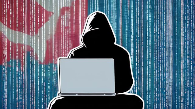 Anonymous Computer Hacker attacking internet Hacking malware concept. Hacker abstract laptop binary code digital interface. Virus, Spyware, Malware Malicious software. Cyber
