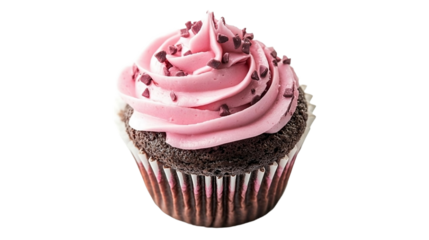 chocolate cupcake with pink frosting