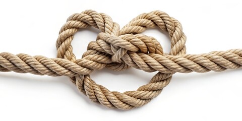 Obraz premium Heart-Shaped Knot in Rope - Photography, Macro Close-up, Natural Fiber, Nautical Decor, rope, knot, heart