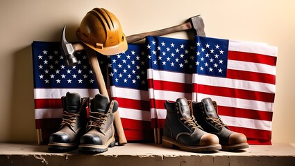 american flag on a table