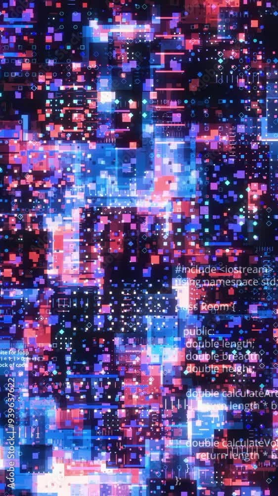Aufkleber virtual space with space computer code. motion. colorful computer programs and virtual codes in infi