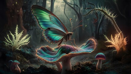 Obraz premium Butterflies in Vibrant Nature, generative AI