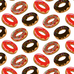 Seamless pattern of sweet donuts.Multi-colored sweet donuts in a vector pattern.