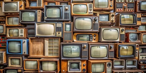 Vintage Television Wall, Retro , Television , Media , Electronics