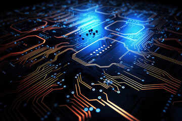 Obraz premium generated illustration of complex electronic circuit board with various components