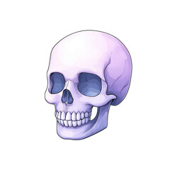 Obraz premium A vibrant, artistic depiction of a skull, showcasing intricate details and a unique style. Perfect for Halloween or educational use. transparent background watercolor style