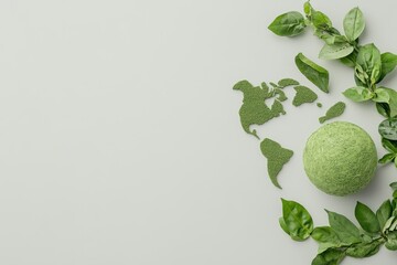 A green globe and leaves symbolize environmental sustainability and eco-friendliness, perfect for nature-focused projects.