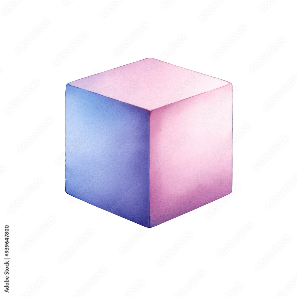 Poster a visually appealing 3d cube showcasing a gradient of soft pastel colors, perfect for design or abst