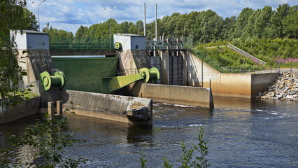 Dam Kvistforsdamen on the river Skellefteälven in Skelleftea, Sweden, Europe 