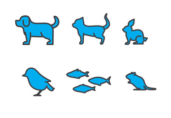 Title: Set of Icons/Logos of house pets (dog,cat, rabbit)