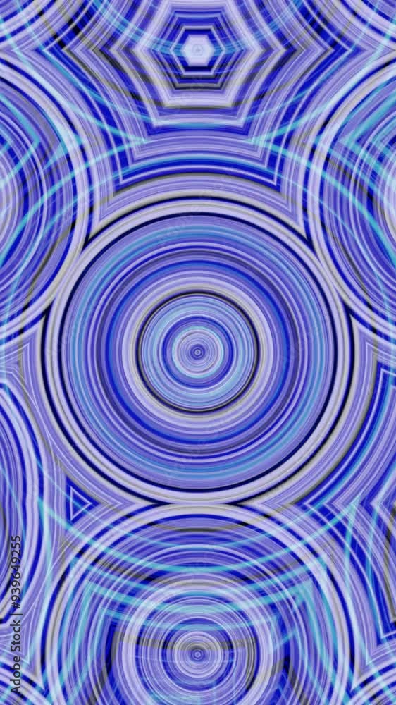 Poster beautiful blue and purple background, kaleidoscope abstraction with changing and moving circles. ani