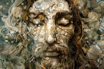 Serene Portrait of Jesus in Abstract Patterns