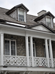 View of balcony in front of an old house