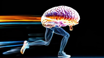 Innovative Concept of Brain with Transparent Human Body in Motion - Powered by Adobe