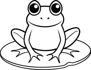 Kids will love this cute frog line art graphic illustration ideal for adding some fun to any coloring book





