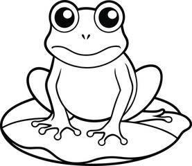 Enjoy a fun frog line art graphic illustration designed for kids coloring books to bring out their creativity
