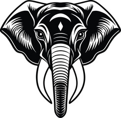 Stunning Elephant head illustration featuring bold outlines and vibrant colors adding a dynamic touch to any artwork
