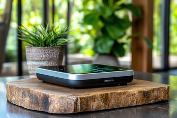 A compact, portable digital scale with Bluetooth connectivity, allowing users to track weight measurements on their smartphone, emphasizing innovation in everyday tools